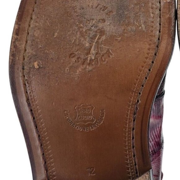Slick Exotica by David Eden Pink Maroon Ostrich Lizard Dress Shoes Mens 12 Derby - Picture 7 of 12